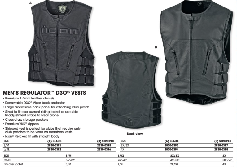 Icon Men's Regulator D30 Vests (ICON LOGO)